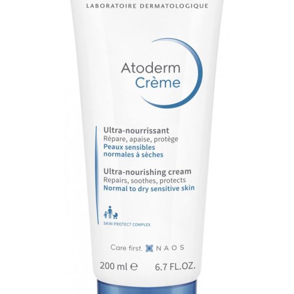 Atoderm Crème Ultra Nourrissante Hydratante 200mL sans parfum pour Peaux sensibles normales à sèches